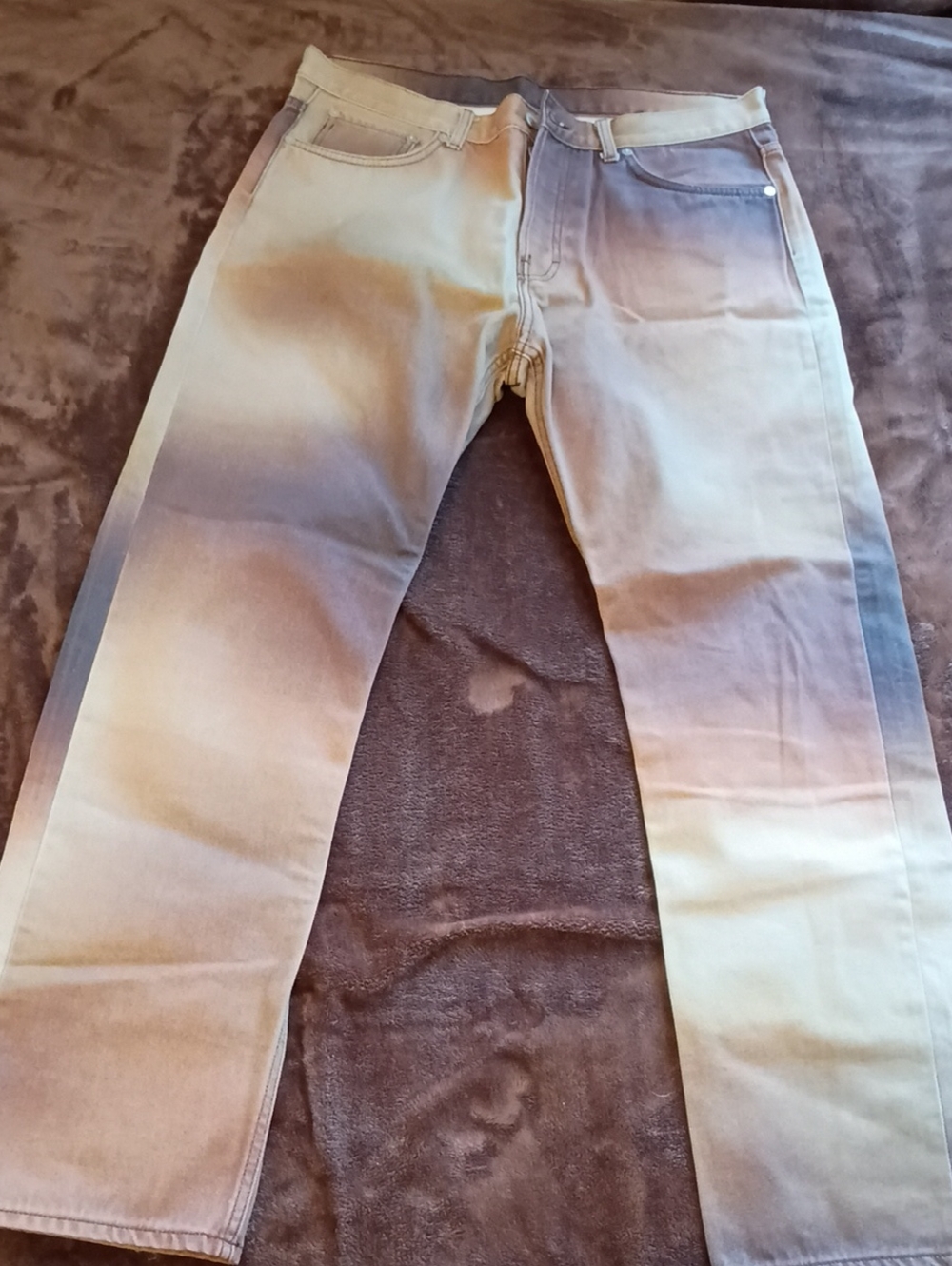 Weekday Two-Tone Dip-Dye Button-Fly Jeans - Brown & Faded Blue